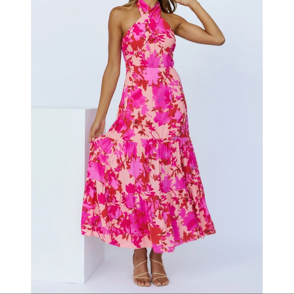 HELLO MOLLY LOVE LOOP MIDI DRESS FUCHSIA